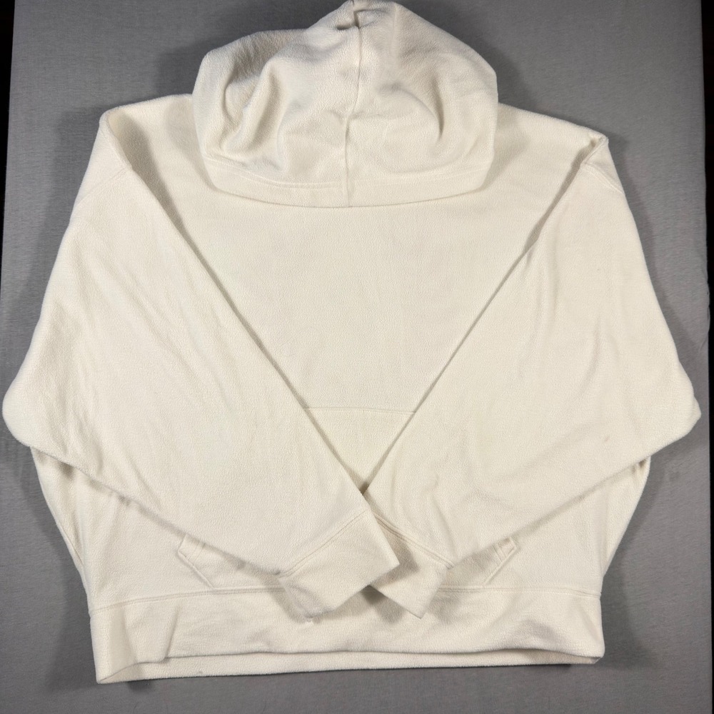 Pink Victoria's Secret Warm Fleece Hoodie Cream White Laurel Wreath Logo Large